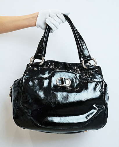 Tote, &pound;120, Handbags, Black, Patent Leather, Front view